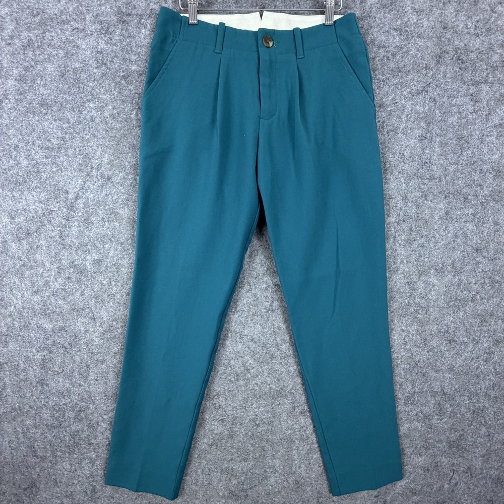 Mr Turk Chino Pants Mens 30 Teal Blue Retro Stretch Pleated Front Trousers